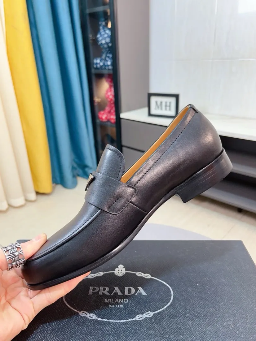 Men's shoes 💰540🌹🌹【PRADA Leather Shoes】Top purchasing agency Original imported Italian custom-made open-edge beaded cowhide leather surface, fully imported water-dyed breathable cowhide lining, original factory special molded sole super comfortable, size: 38-44